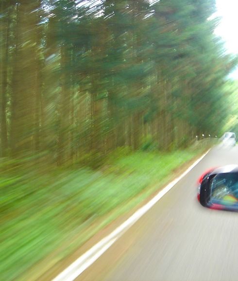 森の中を走る車